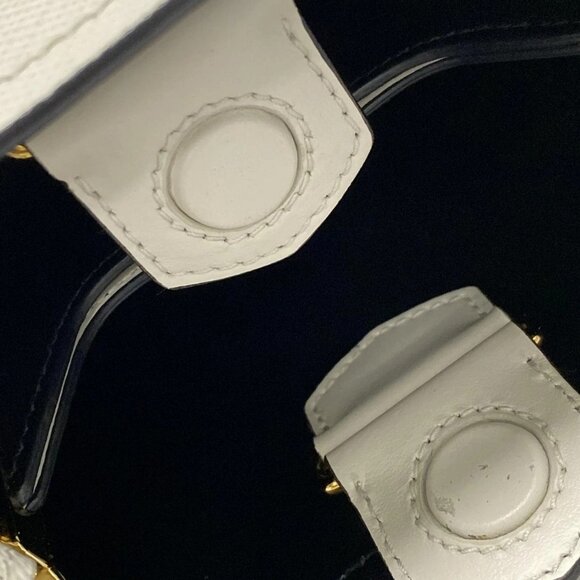 Auth PRADA Pannier Small 1BA217 White Saffiano Leather - Handbag - Picture 12 of 16